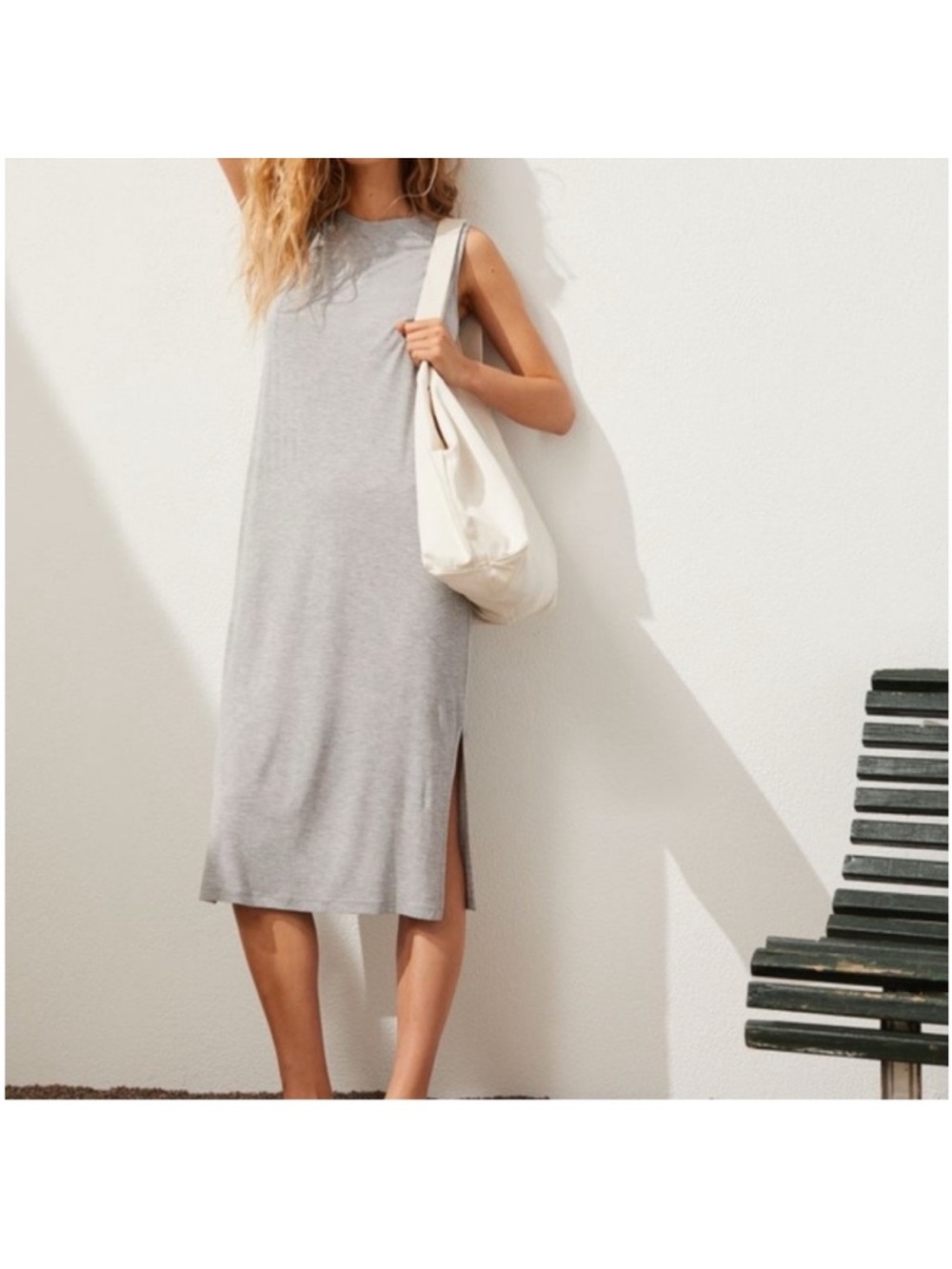 H&M One Beige and One Navy Version of Dress Pictured